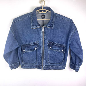 BDG Blue Cropped Denim Zip-Front Jacket